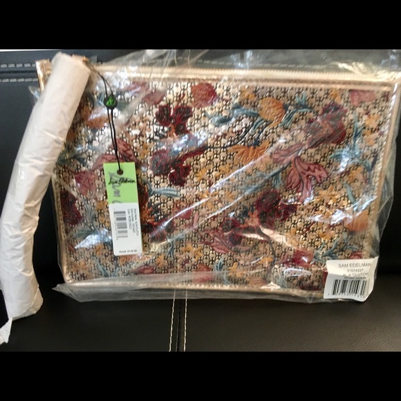 Sam Edelman Zip Tassel Pouch Rose Gold Tapestry - Picture 4 of 7